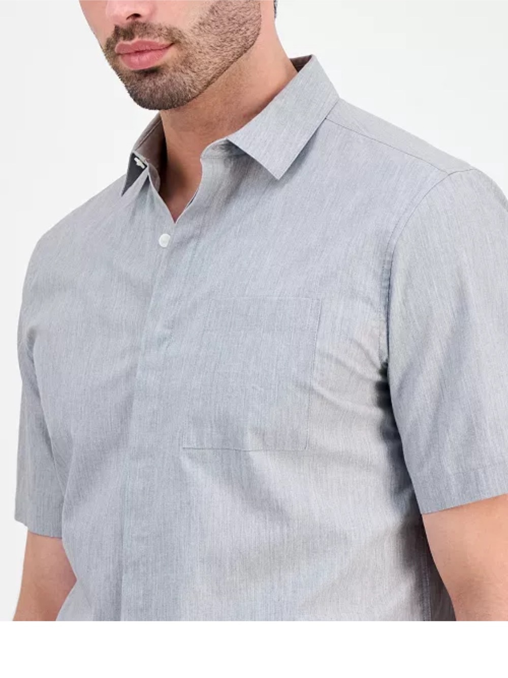 Alfani Men's Cotton Luke Short-Sleeve Pocket Shirt in gray